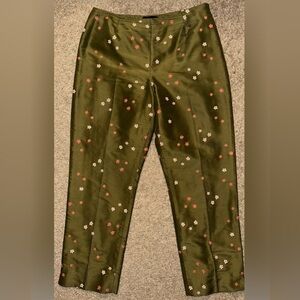 Ann Taylor Green Floral Cropped Pants